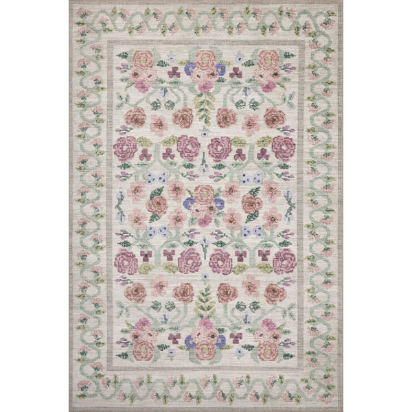 Rifle Paper Co. x Loloi Rosa Ivory Area Rug & Reviews Birch Lane